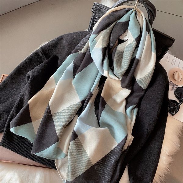 

scarf versatile in winter, thin style, artistic color matching, fashion, warm neck, spring and summer sunscreen shawl decoration scarves for, Blue;gray