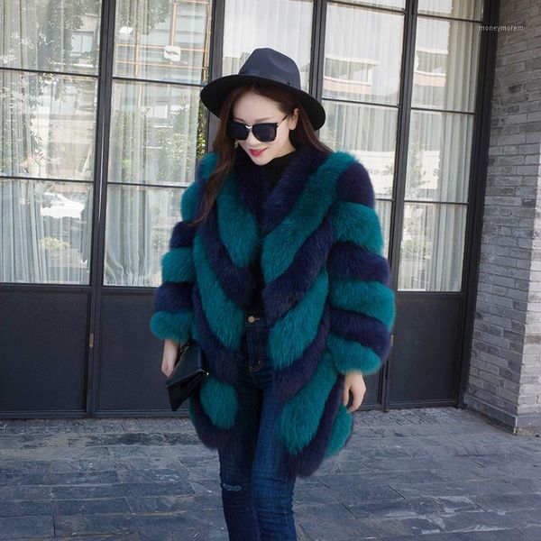 

women's fur & faux fluffy women coats 2021 retor patchwork coat female plus size winter jacket parka m8721, Black