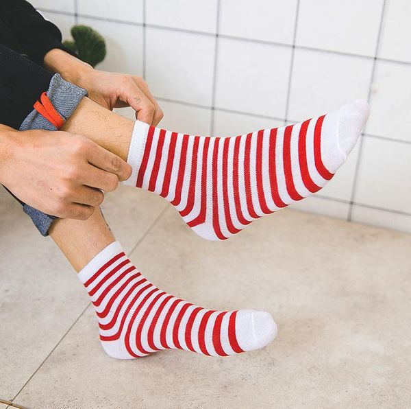 

1pair cute striped socks women fashion harajuku candy color socks medias cotton short funny men happy female1, Black;white