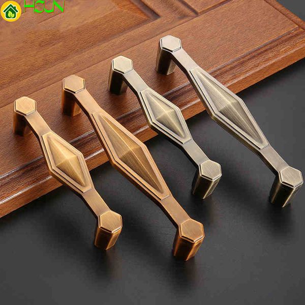 

2 pcs antique bronze cabinet knobs and handles u shaped kitchen drawer pull wardrobe handle yj2265