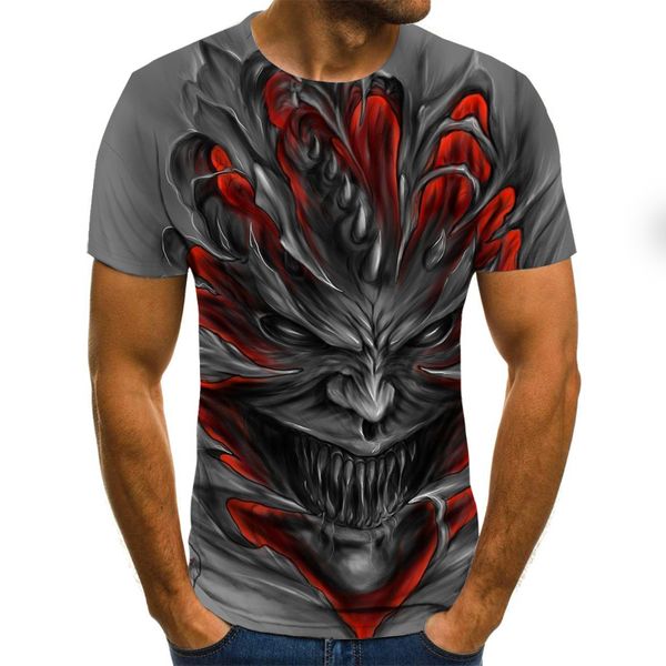 

skull pattern horror summer 3d print shirts horror funny aesthetic men clothing