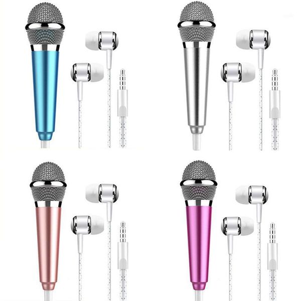 

portable 3.5mm wired mini karaoke microphone stereo ktv condenser mic with earphones for mobile phone lappc deskcomputer1