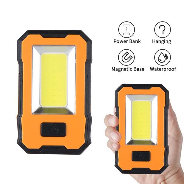 

led portable work light usb rechargeable cob working lamps metal hanging hook inspection light for car repair, workshop,camping