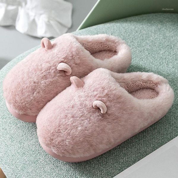 

slippers woman winter warm couple shoes cute indoor platform fluffy slides home bedroom plush ladies1, Black