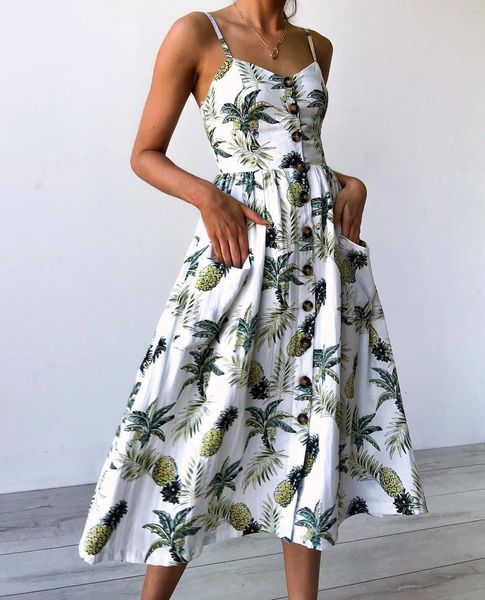 

dress summer dresses 2021 new sunflower pineapple print button strapless off shoulder women dress vestidos ony0665, Black;gray