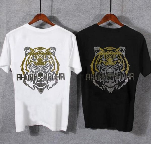 

new rhinestone men two side designer t-shirt fashion tees, White;black