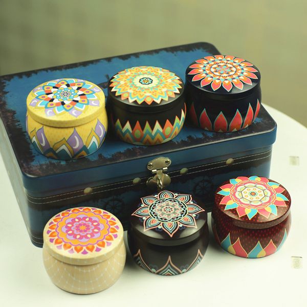 

candle tin can tinplate jar empty scented candle container drum shape chocoate cookie candy storage vintage wedding gift box
