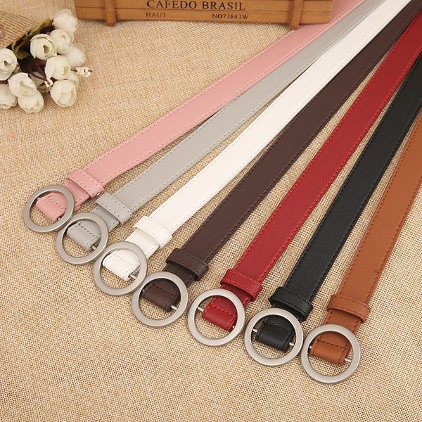 

новый прекрасный круглый кольцо пряжки пояса для женщин сплав металла silver buckle leather украшенные женщина пояс для джинсов женский аксе, Black;brown