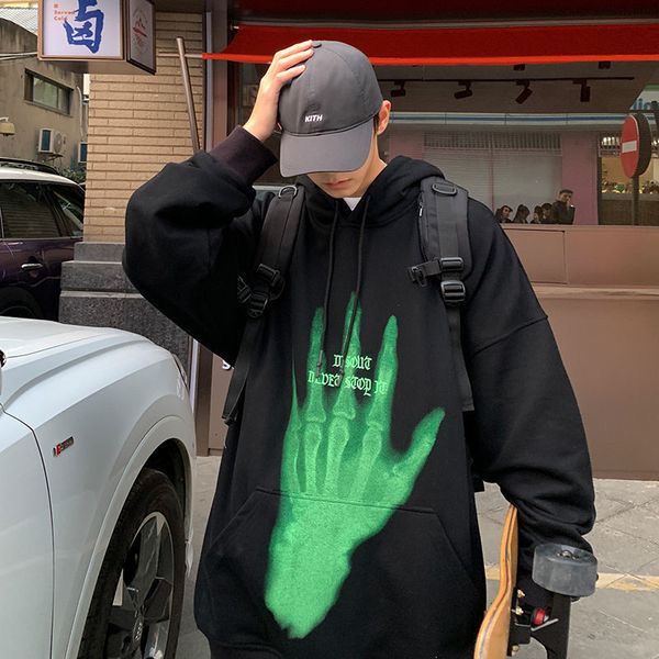 

2021 new privathinker graphic printed men hoodies casual oversize woman hooded sweatshirts korean streetwear fashion male pullovers kslo, Black