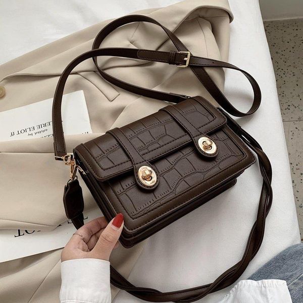 

2020 retro crocodile pattern, women bag fashion luxury design tote shoulder bags messenger bag female pu leather purse