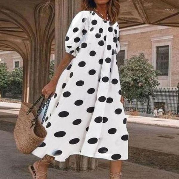 

new floral print half sleeve dress women fashion casual o neck loose a-line dress vintage elegant female party vestidos1, White;black