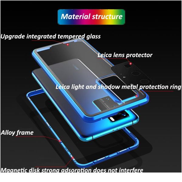 

magnetic metal adsorption double sided glass case for huawei mate 30 20 p40 p30 pro nova 7 6 se 5g camera pr wmttqn
