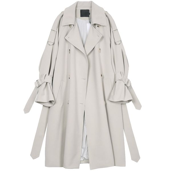 

lautaro long trench coat for women raglan sleeve double breasted women clothes korean fashion loose plus size overcoat 7xl 201030, Tan;black