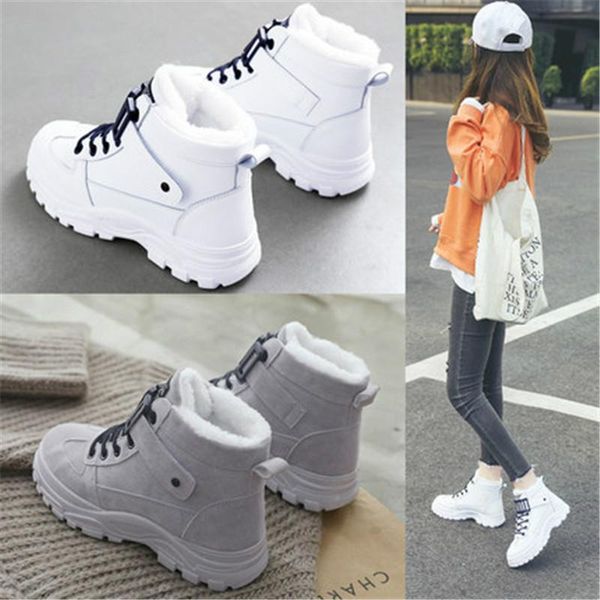 

women winter snow boots 2020 new fashion high-shoes casual woman waterproof warm boots woman sneakers white, Black