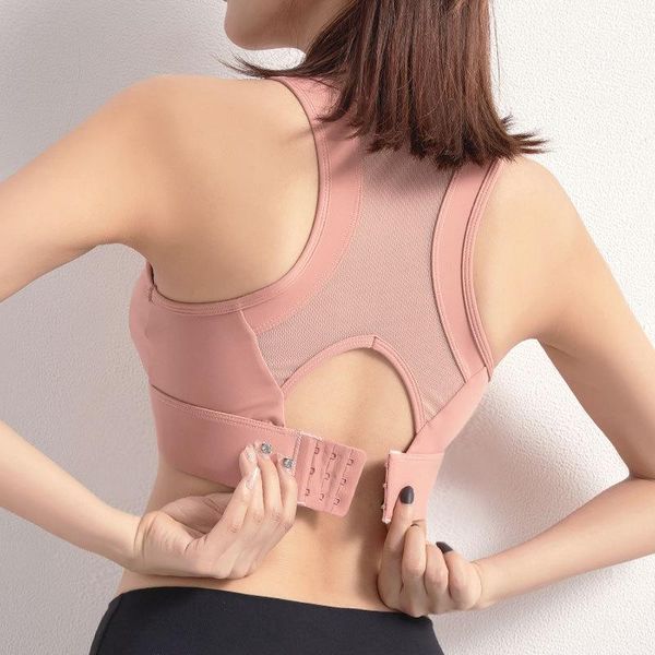

gym clothing sports underwear women's shockproof running, gathering and shaping mesh wearing fitness yoga bra beautiful vest, White;black