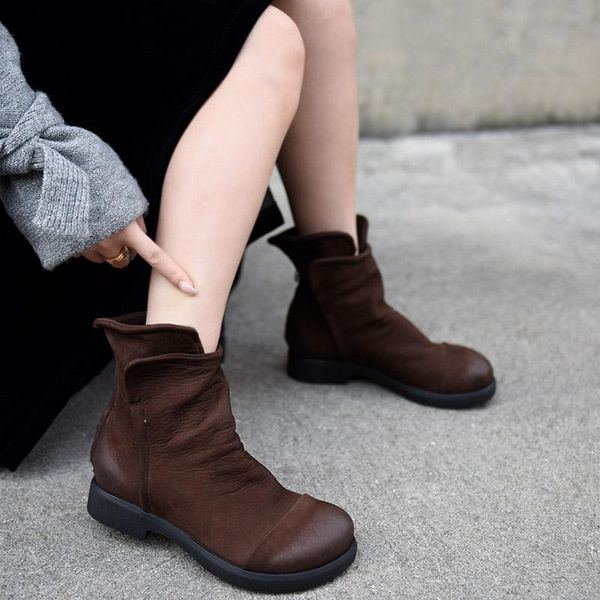 

boots artmu amu original retro handmade shoes short 2021 leather children, Black