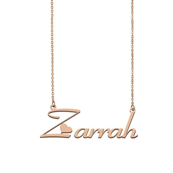 

Zarrah Name Necklace Custom Nameplate Pendant for Women Girls Birthday Gift Kids Best Friends Jewelry 18k Gold Plated Stainless Steel, Silver