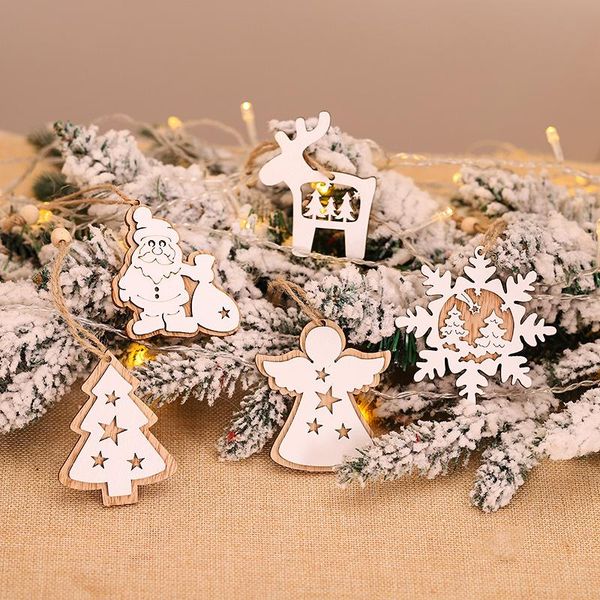

2pcs деревянные ангел снег рождественская елка висячие украшения chirstmas украшения для дома новый год xmas gifts natal noel navidad qylexn