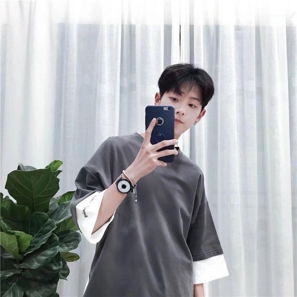 

men's t-shirts 2021 summer mens tshirts patchwork solid half sleeve casual tees shirts harajuku japan fashion men t shirt drop ship1, White;black