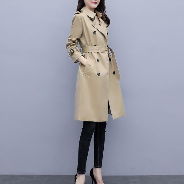 

2021 new high autumn ladies double fashion breasted women's quality jacket, Tan;black