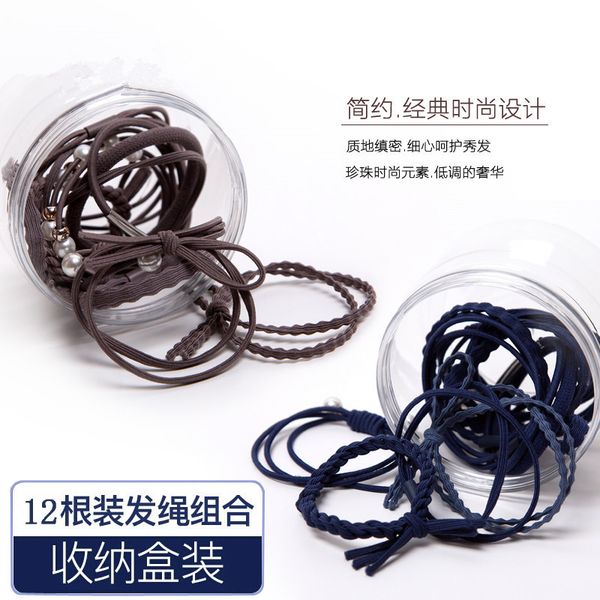 

hair ring hair rope country headdress small clear hair accessories tie-up ponytail head rope 12 pieces set wholesale fashion desi, Golden;white