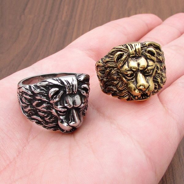 

luxury designer jewelry mens rings gold lion head hip hop rings for women silver stainless steel fashion jewelry punk style sale