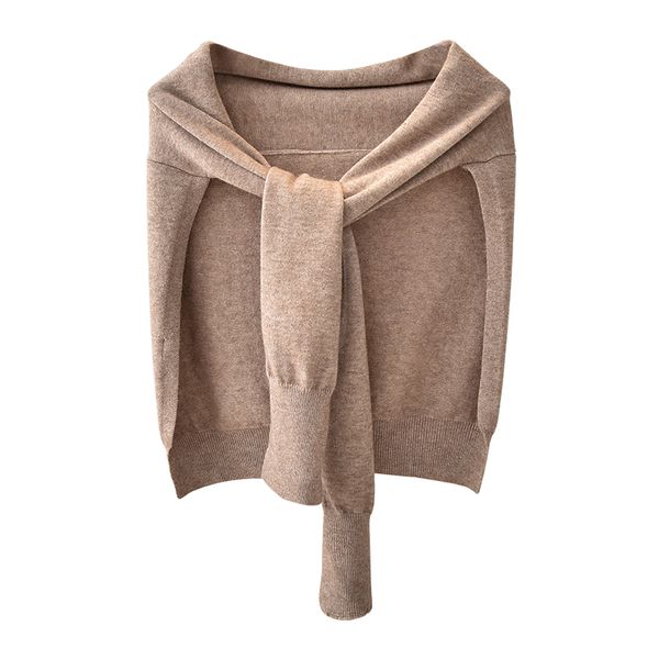 

summer office air conditioning room with shoulder shawl, women wear winter stripe knitted scarf to protect and neck, Blue;gray