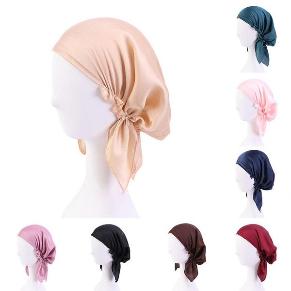 

beanie/skull caps stain sleeping hat cap comfortable classic turban headwear solid color muslim women hijab headscarf fashion head accessori, Blue;gray