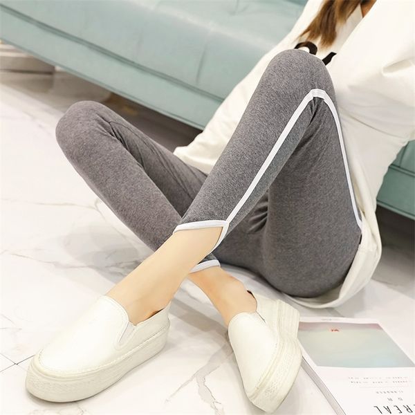 

plus size 5xl new autumn women cotton leggings elasticity pant stripes slim lady gothic fitness legging sporting women trousers lj201006, Black