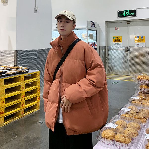 

winter men's warm fashion casual stand-up collar men parka thick down jacket loose korean short coat mens clothes, Black