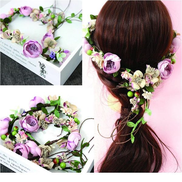 

women wedding flower wreath crown bridal hair headdress headbend flower crowns hair accessories adjustable party qylohg