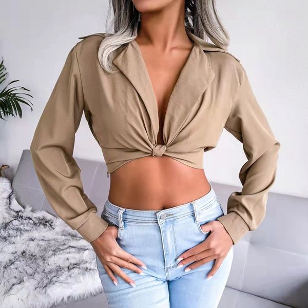 

2022 trendy plain cut women's casual women's shirt office street green, White