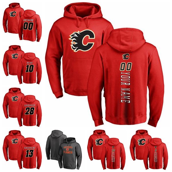 

calgary flames pullover hoodie oliver kylington 4 rasmus andersson andrew mangiapane david rittich hockey jackets hoodie custom stitched, Red