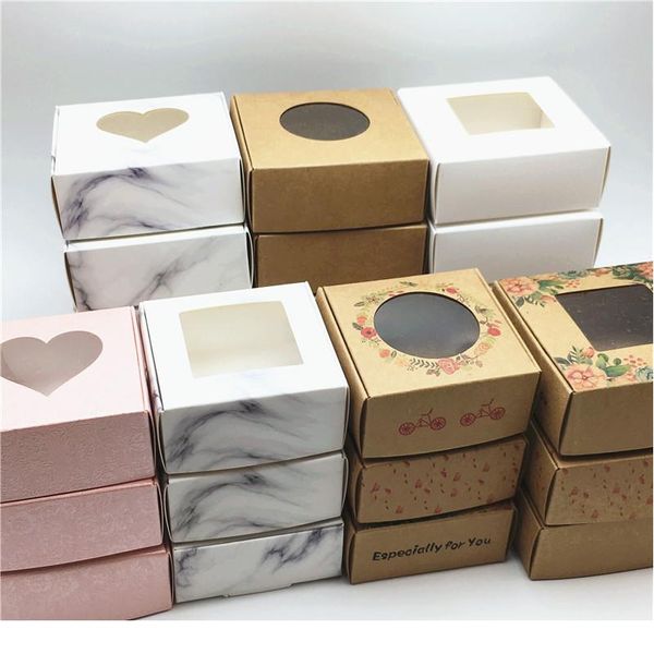 

24 pcs pvc window christmas candy brown gift packaging box for wedding\\candy\\crafts\\cake\\handmade soap packing gi sqcwvn
