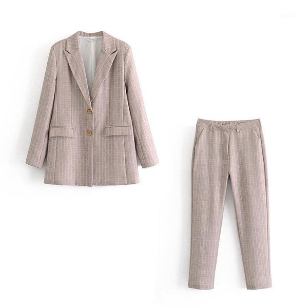 

business suit women's 2020 season new striped jacket women slim trouser suit female office and pants1, White