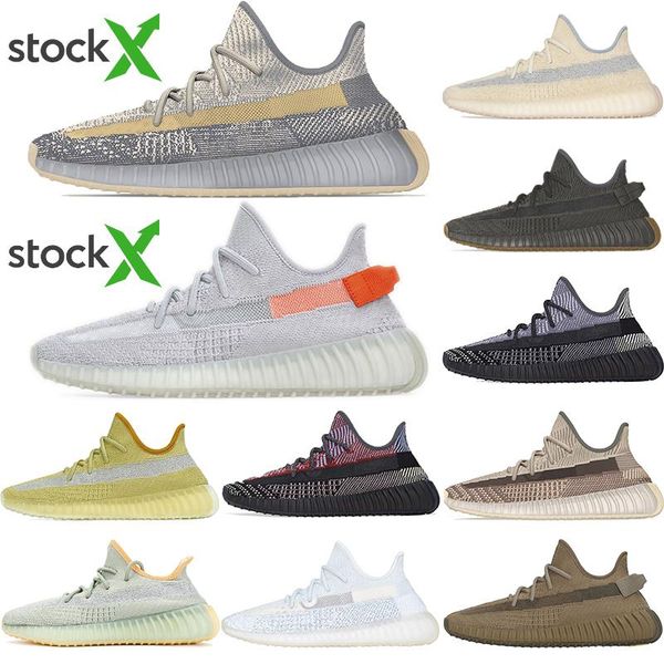 

2020 new kanye west men women running shoes zebra cinder tail light reflective israfil asriel linen mens trainers sneakers, Black