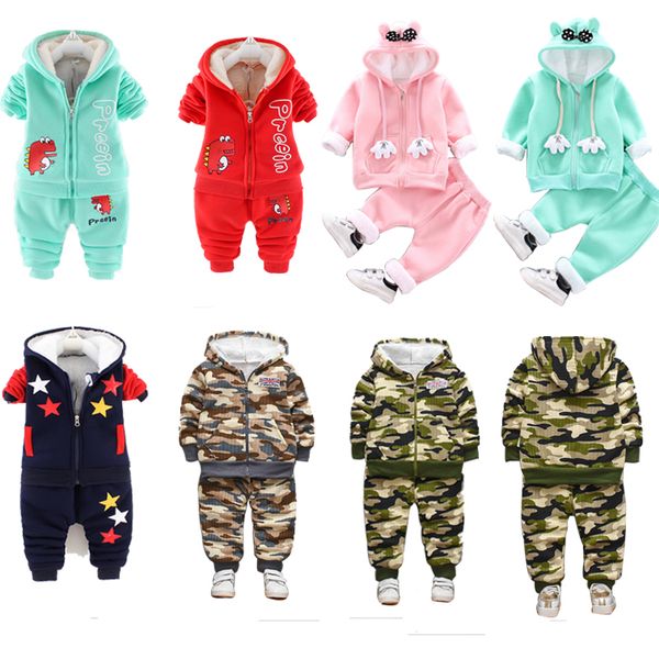 

autumn winter baby clothes for girls boys animal car hooded jacket +pants 0- outfits set kids children clothing sets lj201203, White