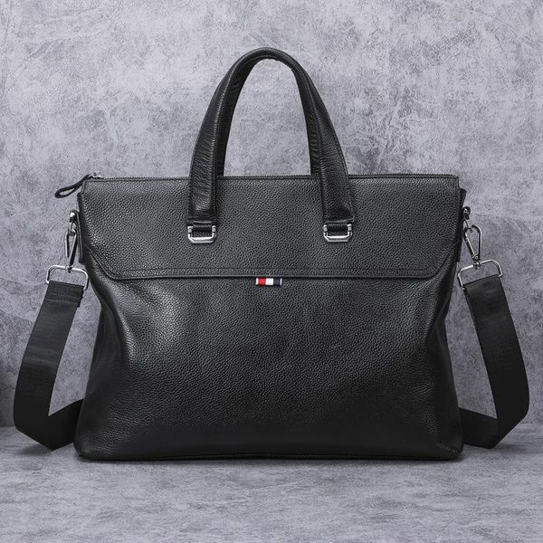 

man genuine leather briefcase male handbag business affairs package cross section cowhide single shoulder oblique satchel bag
