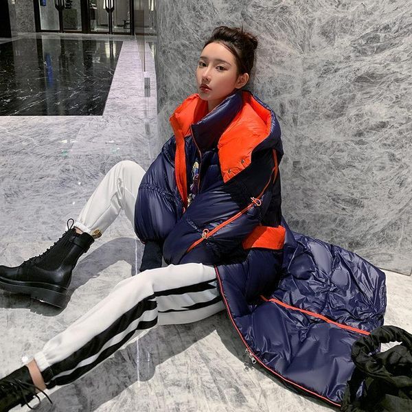 

down parka women winter coat long waterproof 2020 new loose korean fashion detachable hooded glossy jacket overcoat y5741, Black