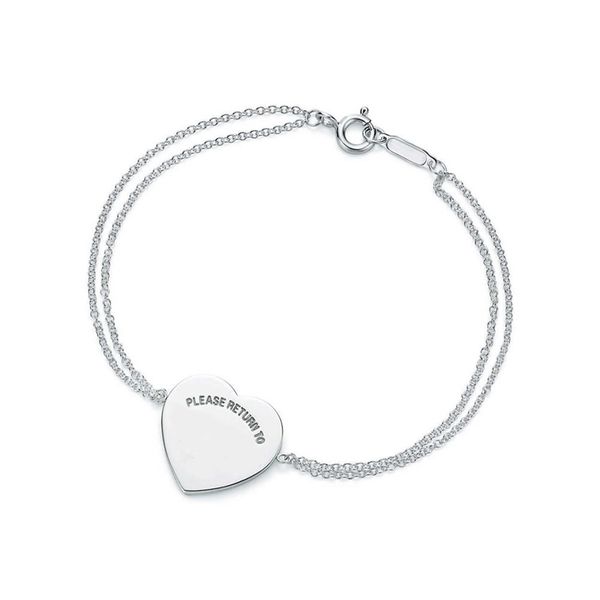 

sterling silver fashion silver heart card ladies bracelet jewelry holiday gift 200925, Black