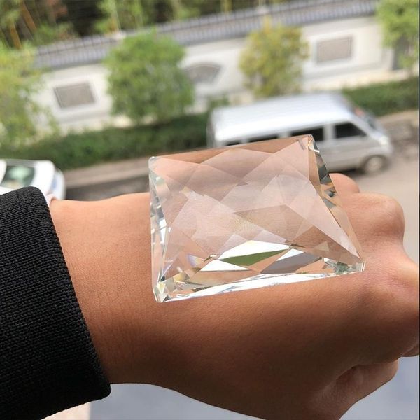 

75mm square crystal chandelier drilled lamp prism parts drop diy pendant decor suncatcher haning ornament h wmtocn