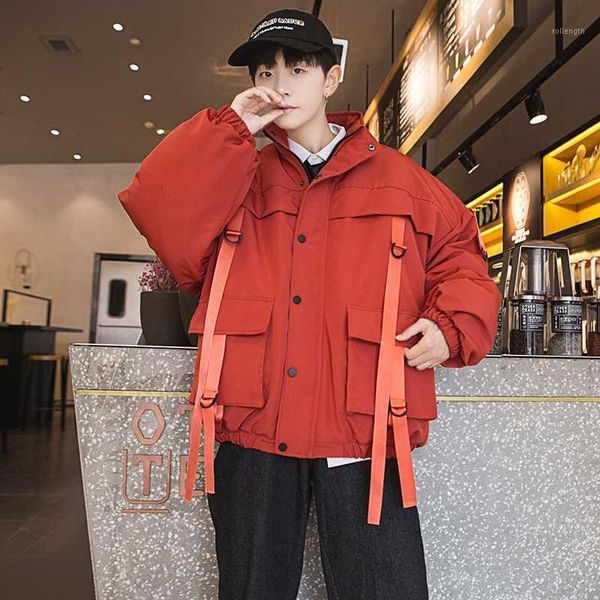 

autumn and winter japanese casual cotton-padded clothes loose thickened warm students pure color hip-hop couples coat1, Black