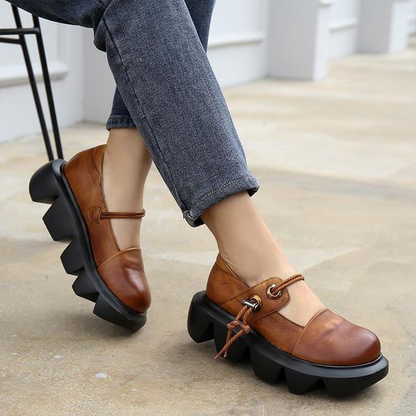 

vallu 2020 thick and thick bottom ethnic retro fashion spring and summer new women's shoes, Black