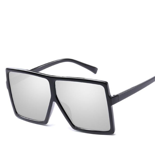

2020 fashion flat oversize frame sunglasses women new 2020 plastic material lenses 2740 uv400 protection eyewear, White;black