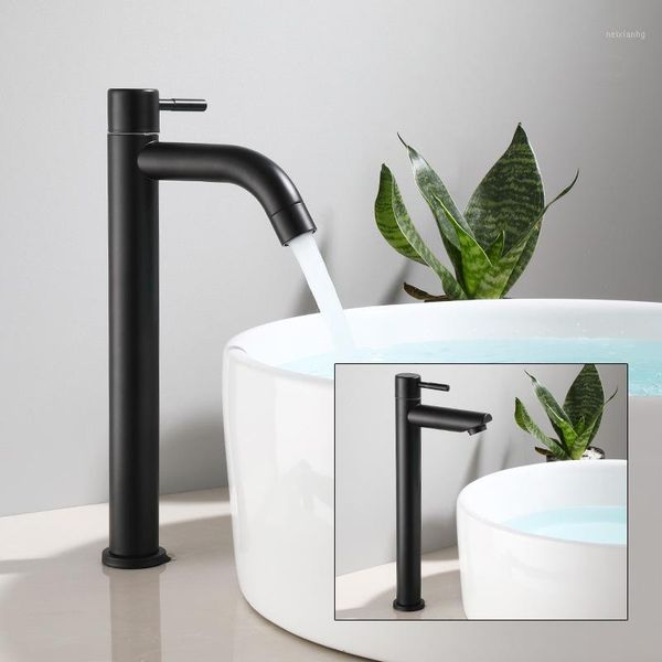 

bathroom sink faucets single cold, black bathroom, basin faucet, 304 stainless steel art cold water faucet1