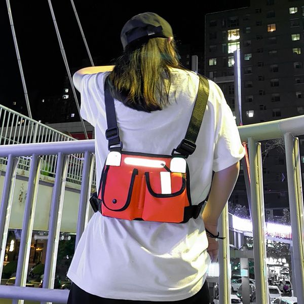 

men tactical chest bag fashion bullet hip hop vest streetwear bag waist pack women black camo functional chest rig bag c1026