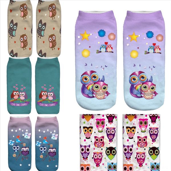 

hms9f new gifts cartoon animal print cute harajuku halloween tube women owl cotton socks casual funny happy winter for mens fashions sock, Black