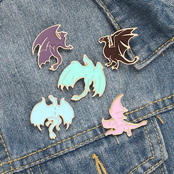 Broches Pin Dos Desenhos Animados Dinossauro Bonito Dos Desenhos Animados Para Mulheres Engraçado Moda Vestido Casaco Camisa Demin Emblemas de Metal Pin Mochila Presente Jóias Atacado