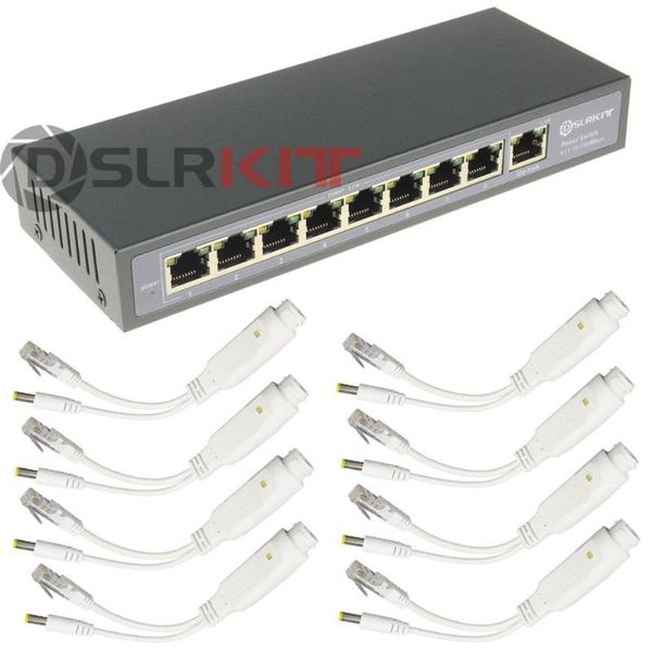 

network switches dslrkit 9 ports 8 poe kit (switch + splitter) 18v-55v to 12v dc buck converter