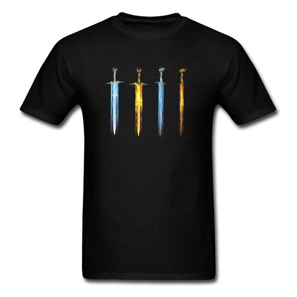 

fantasy swords print cool men stylish black tee shirt short sleeve round collar plus size t shirts sport hooded sweatshirt hoodie